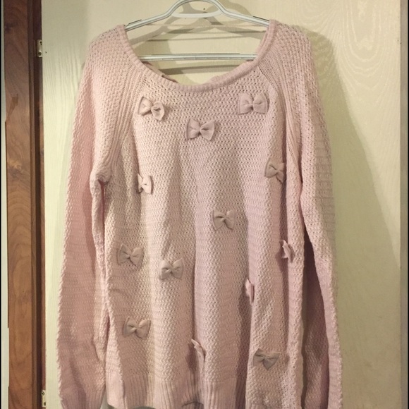 Tops - 🎀Light pink LAUREN CONRAD bow sweater 🎀 XL